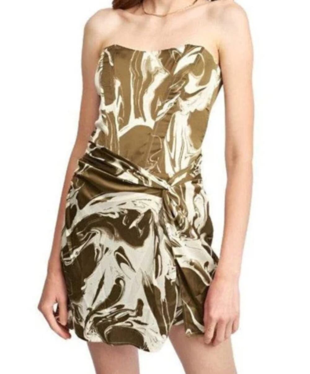 Emory Park Olive Swirl Bustier Corset Minidress Size Medium